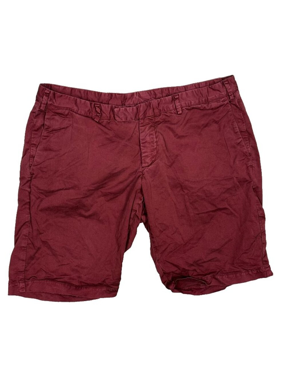 David Naman Shorts Stretch Cotton Chino Flat Front Red 34x10
